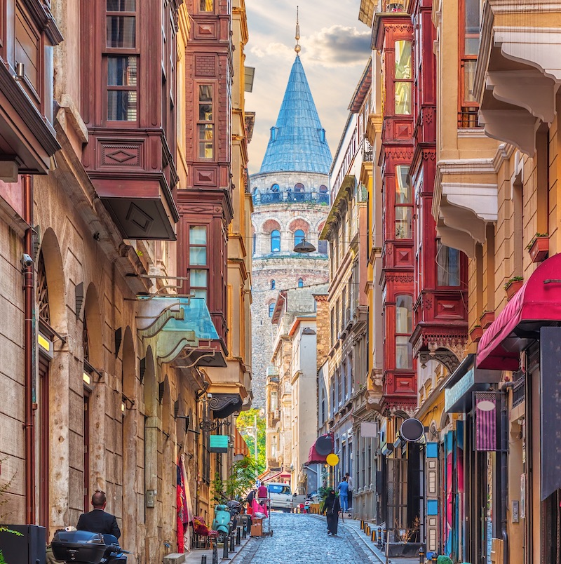 A narrow turkish street by the Galata Tower, Istanbul