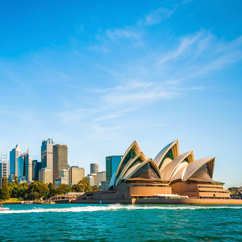 Skyline Of Sydney And Sydney Opera House Seen From The Opposite Side Of The Harbor, Australia