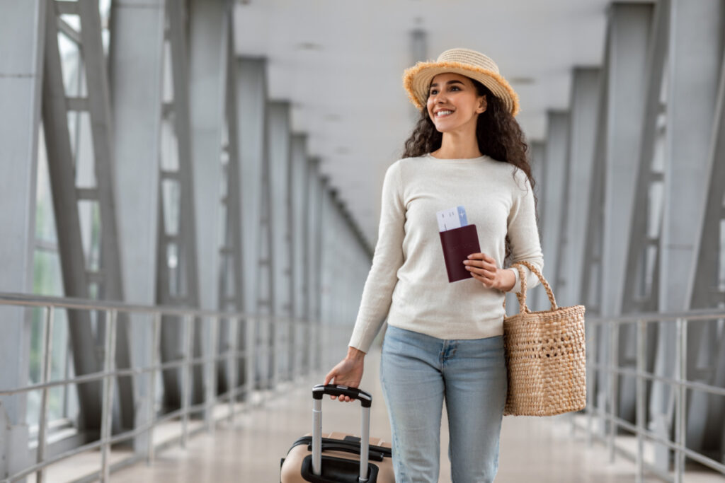 Happy Woman in Airport