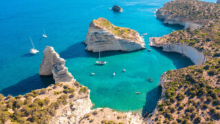 Aerial view of Milos Greece