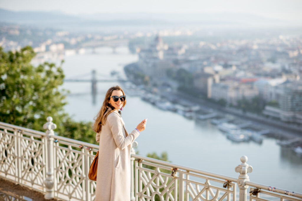 Woman in Budapest taking a photo