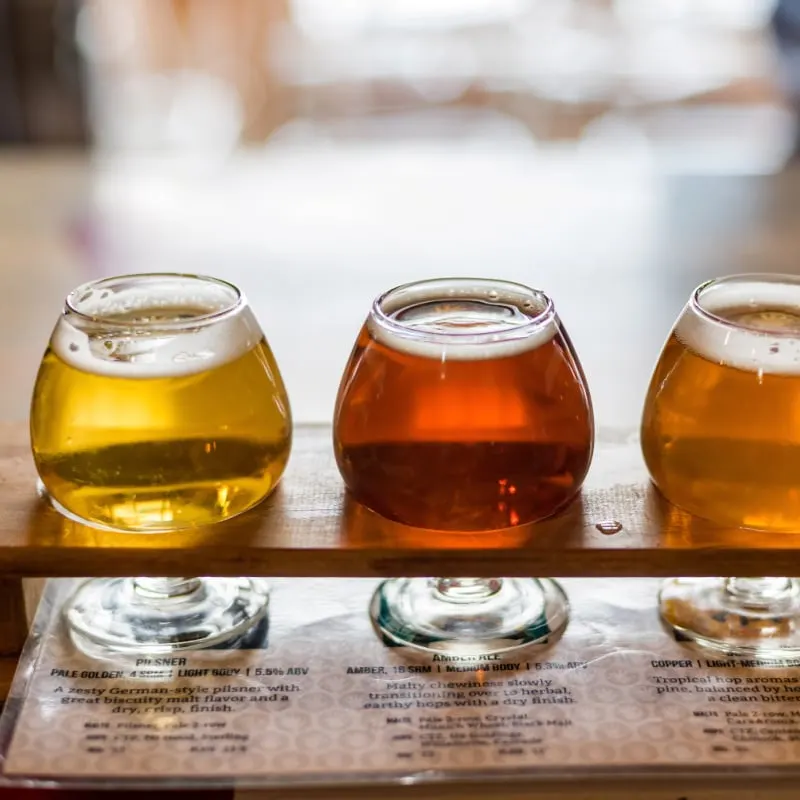 a flight of samples of craft beers