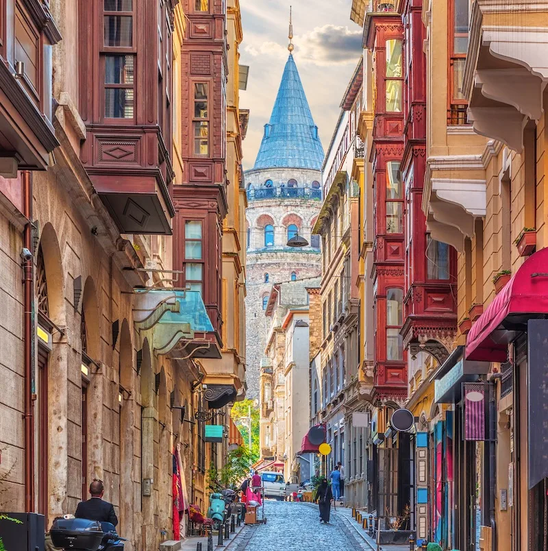 A narrow turkish street by the Galata Tower, Istanbul