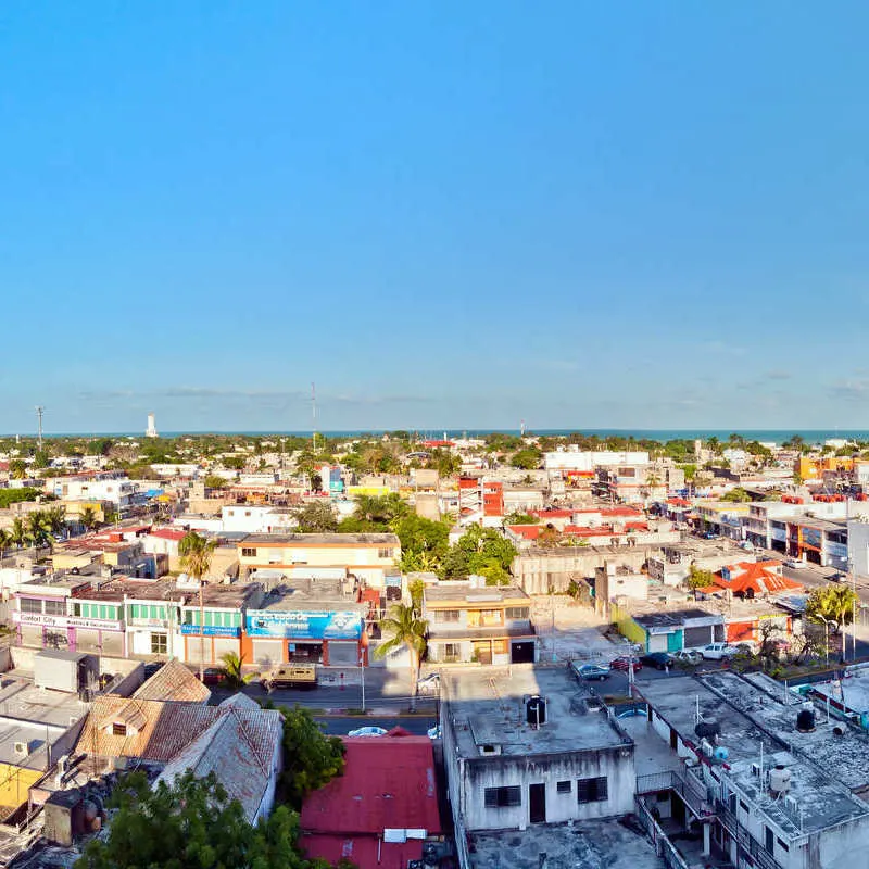 Aerial View Of Chetumal, Capital Of The State Of Quintana Roo, Mexico