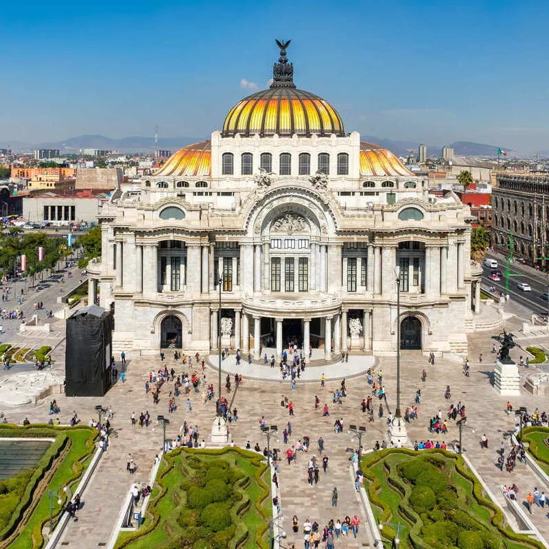 Aerial View Of The Palacio de Bellas Artes In Mexico City, Mexico, Latin America