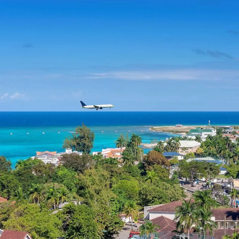 Aerial view of tropical Caribbean island of Montego Bay, Jamaica