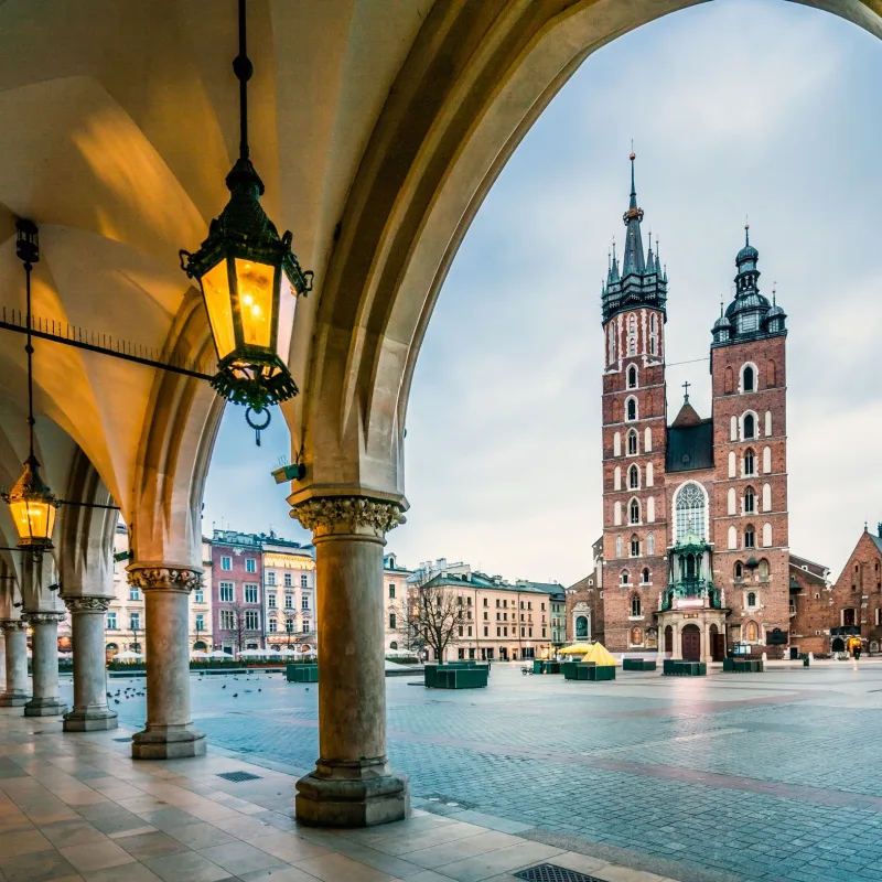Beautiful Krakow market square, Poland, Europe.