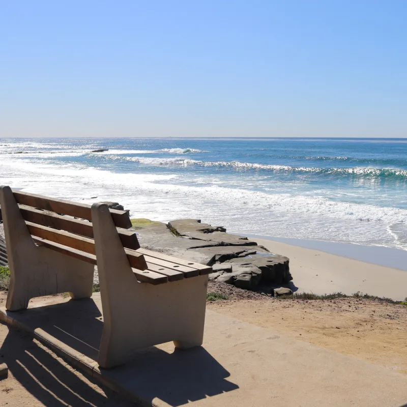 bench on scenic beach san diego