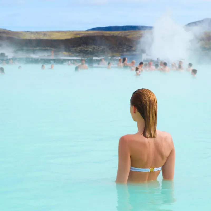 woman in blue lagoon in iceland