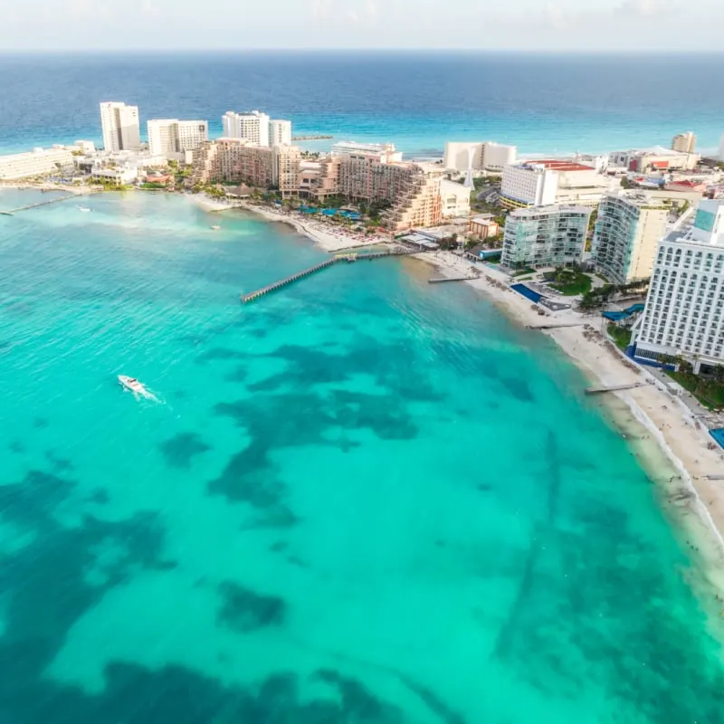 Aerial view of Cancun Mexico
