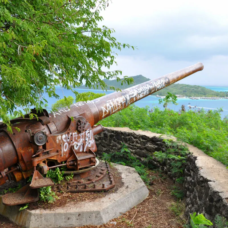WWII Cannons still remain on the island of Bora Bora