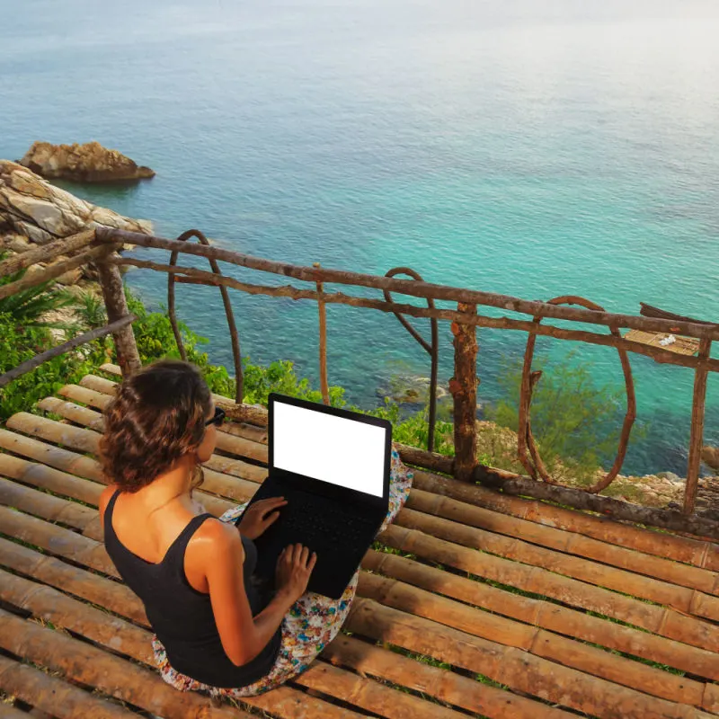Digital Nomad Overlooking Ocean
