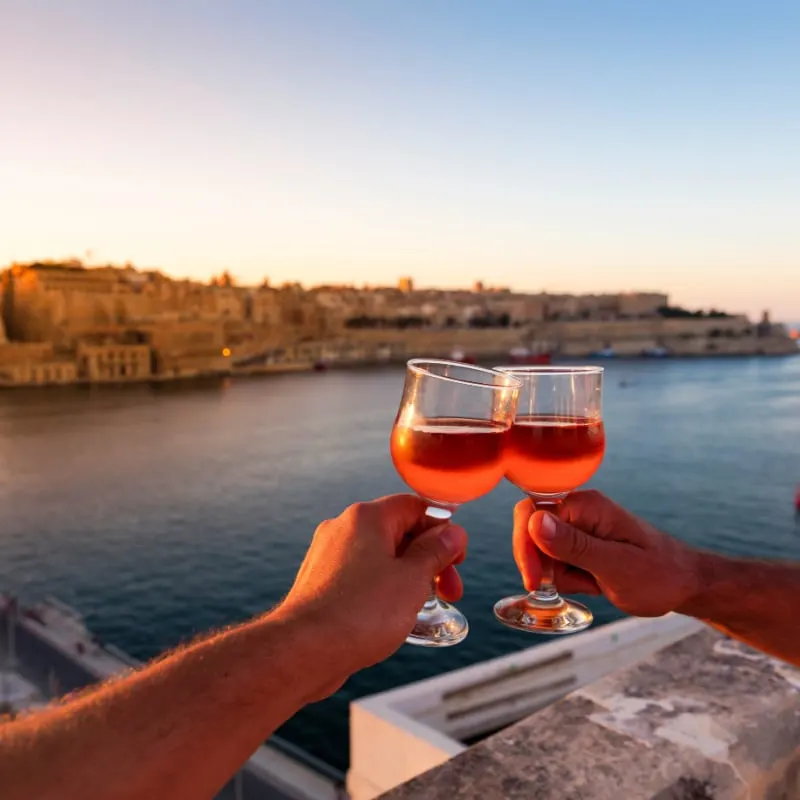 drinking wine in malta