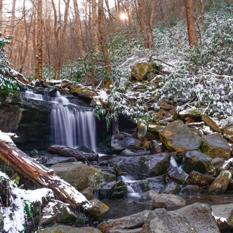 Great Smoky Mountains Rainbow Falls in the Winter