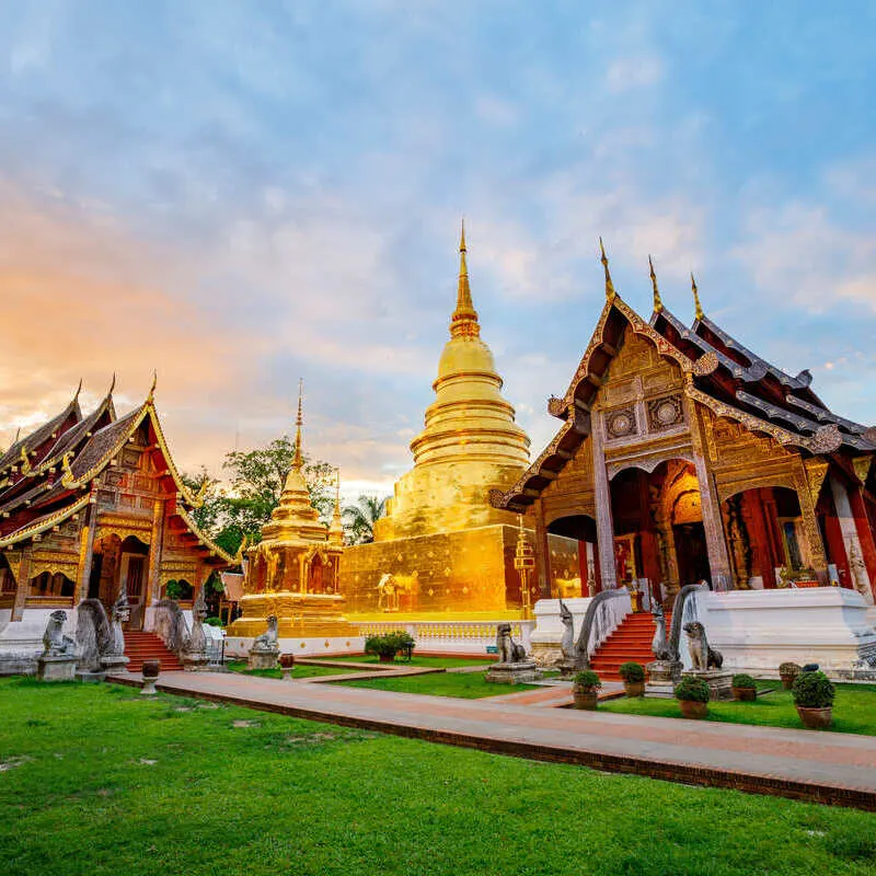 Historic Temples In Chiang Mai, Thailand, Southeast Asia