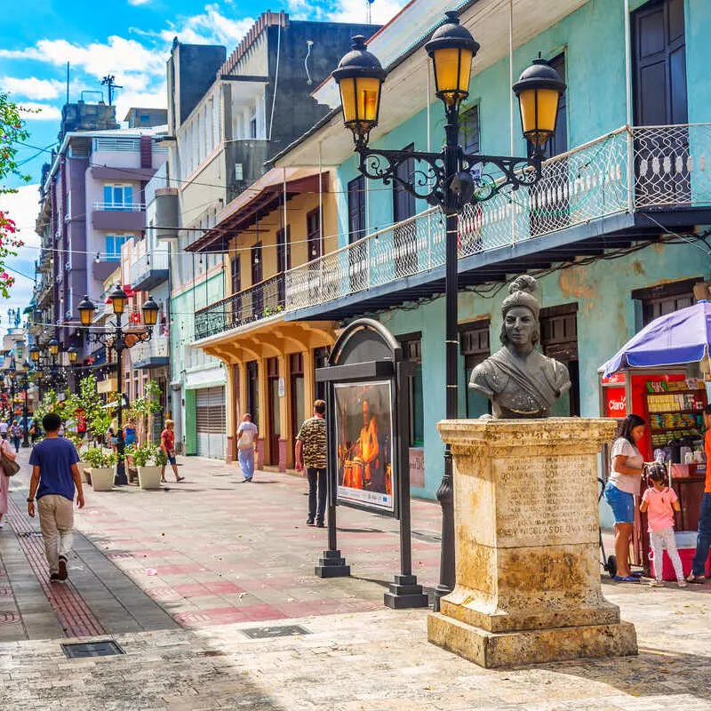 Historical Street In Colonial Santo Domingo, Dominican Republic