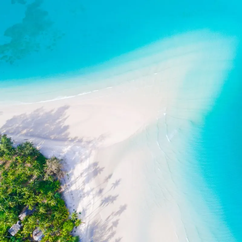 Koh Kood aerial view of the island and blue water in Thailand