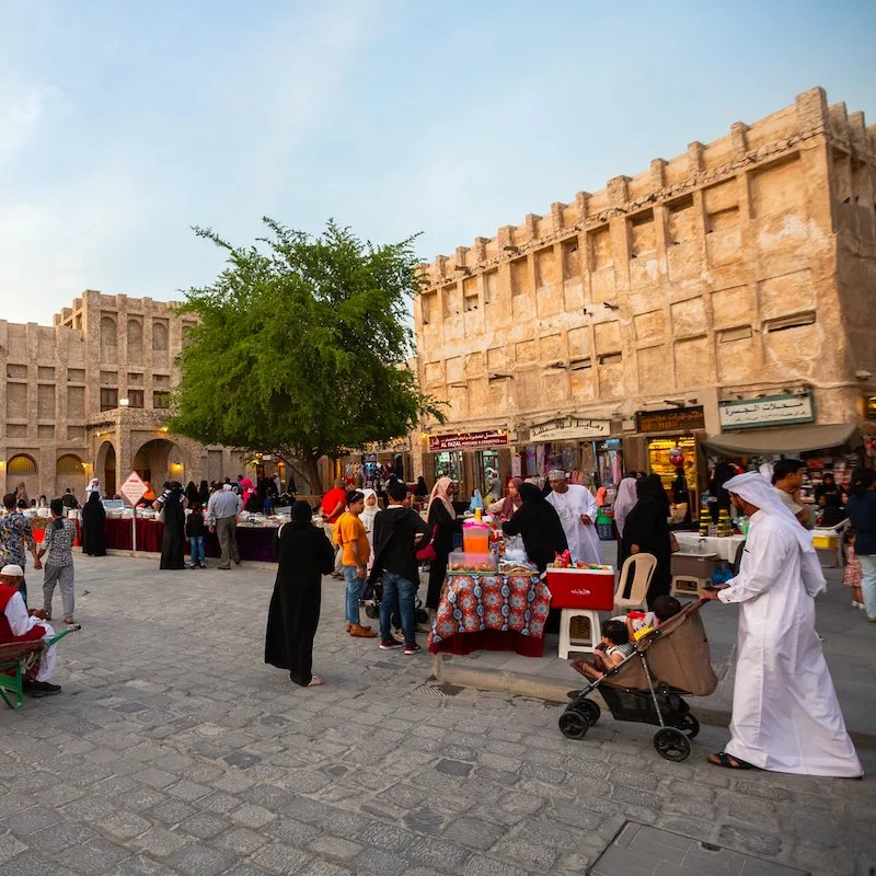 Busy Evening At The Famous Souq Waqif in Doha