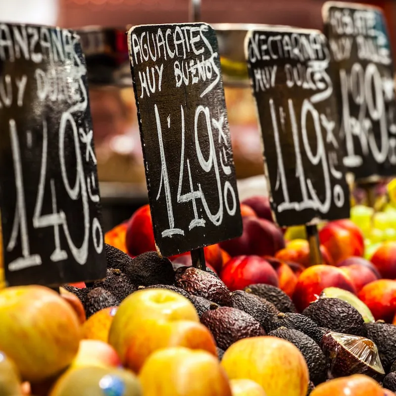 Fruits market, in La Boqueria,Barcelona famous marketplace 