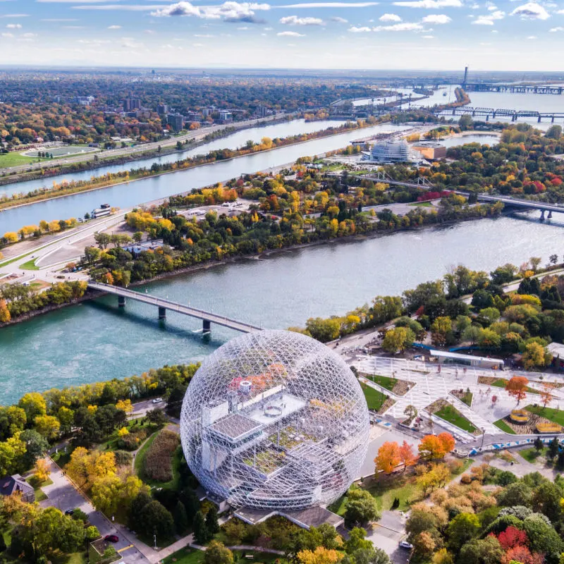 montreal from above including biosphere