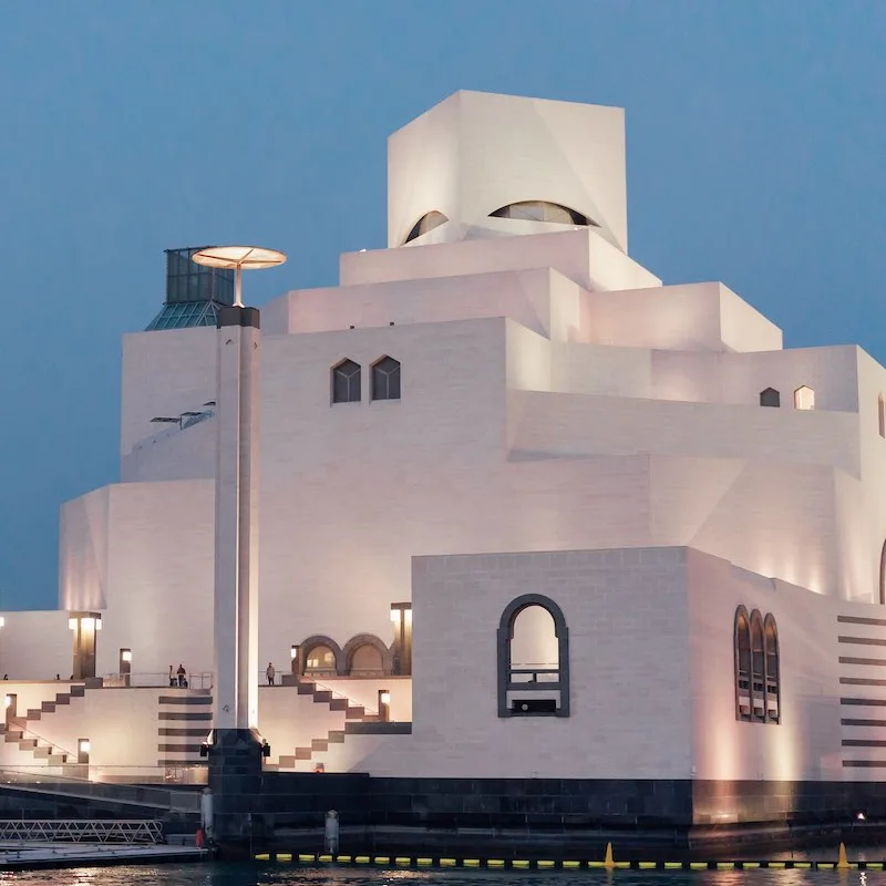 Doha, Qatar - 25 january 2019: MIA park, The Museum of Islamic Art at night time