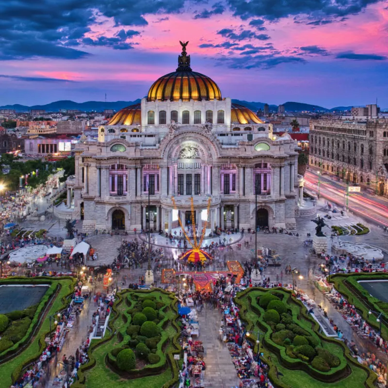Palacio Bellas Artes Mexico City at sunset