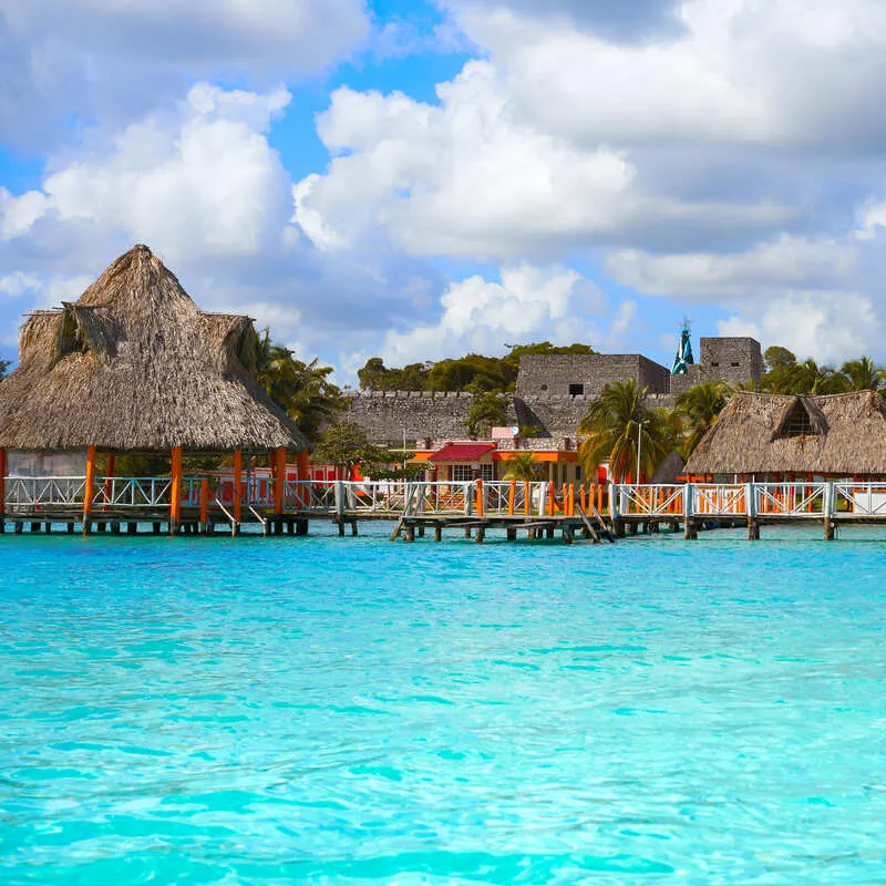 Palapas On Lake Bacalar, Southern Quintana Roo, Mexico