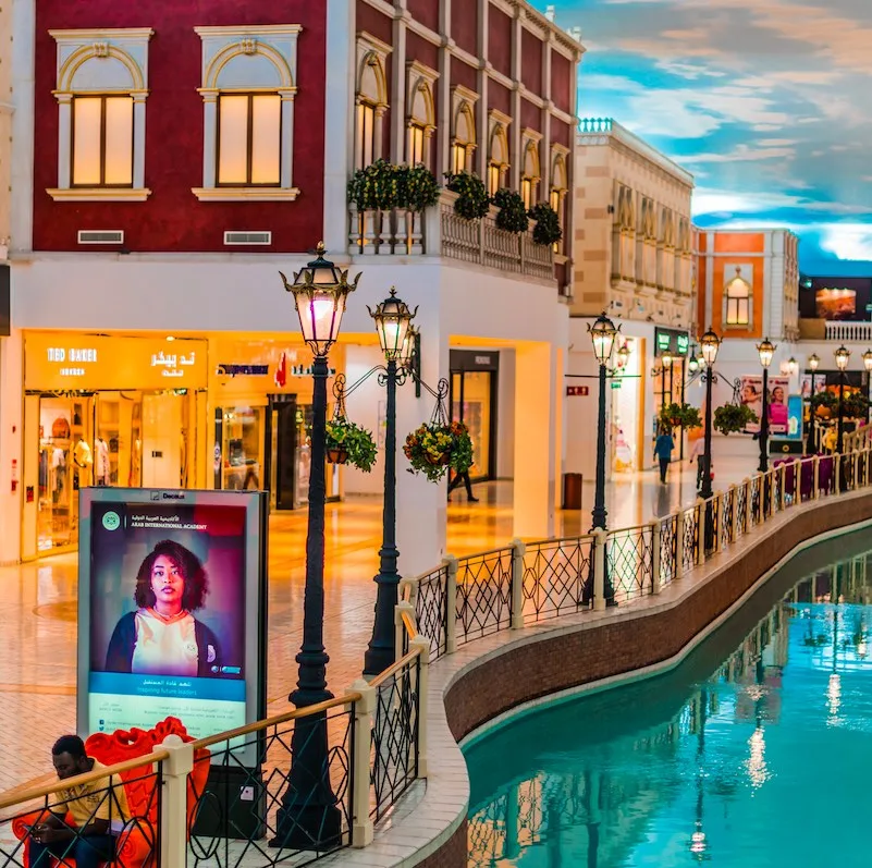 Interior of Villaggio Mall, a shopping mall located in the Aspire Zone in the west end of Doha, Qatar