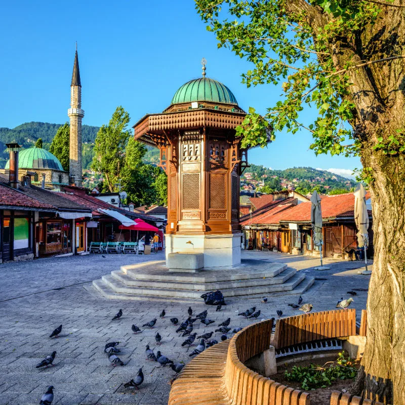 sarejvo fountain in a square