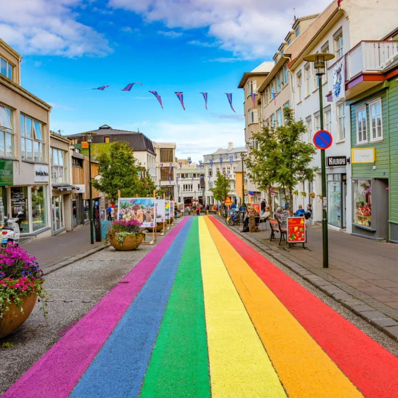 The Rainbow street in Reykjavik, Iceland