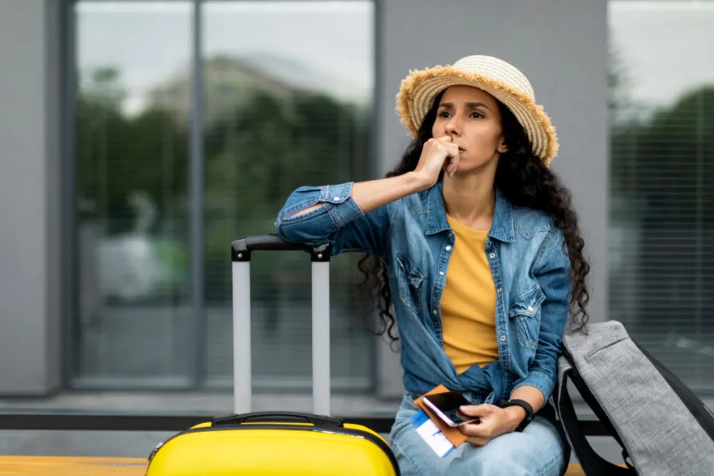 Woman Stressed at Airport