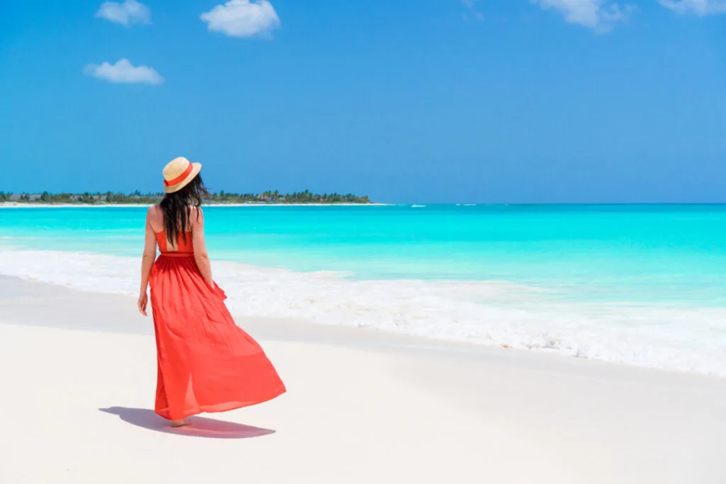 Woman on the beach in the Bahamas