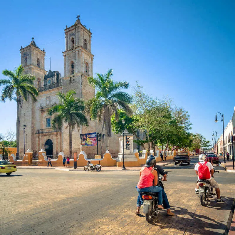 Town Square In Valladolid, A Colonial City In The Yucatan Peninsula, Mexico, Latin America
