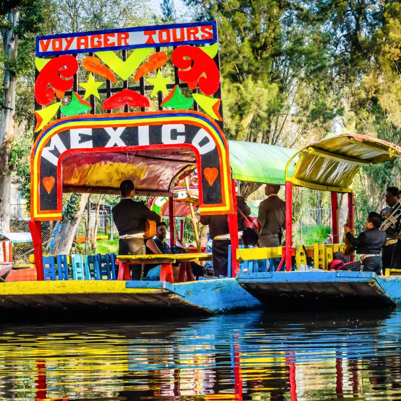 trajinera boats on canals in mexico city