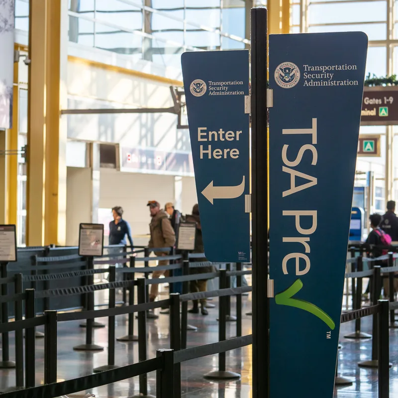 Washington, DC DECEMBER 26, 2018: TSA precheck fast lane line before security at Reagan National Airport