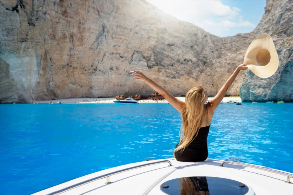 Woman on a Boat in Greece