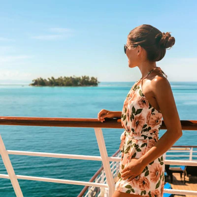 Woman on a cruise ship